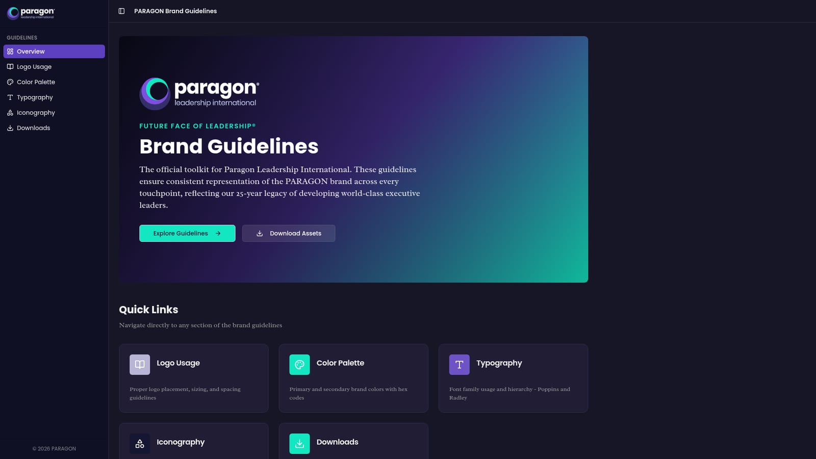 Paragon brand guidelines web toolkit overview